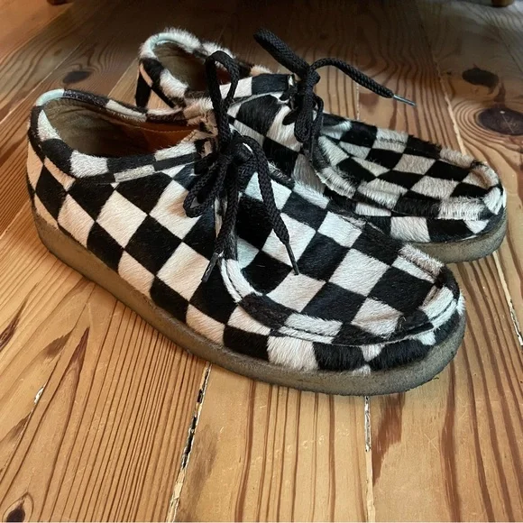 Padmore & Barnes P204M CHECKER PONY calf hair Clarks boots black white gum sole - Picture 7 of 13